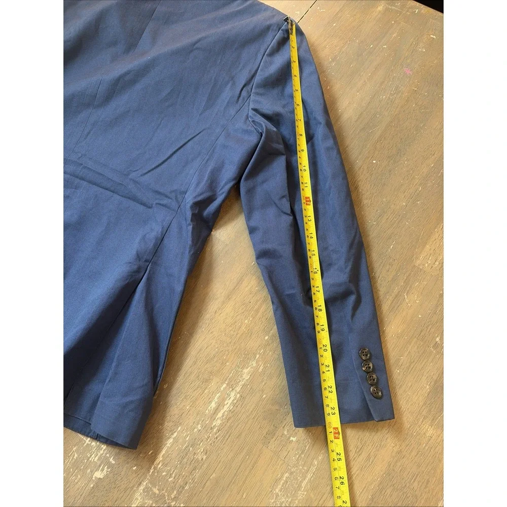 J Crew Ludlow Blazer 40 Short Mens Larusmiani Cotton Solid Blue Preppy